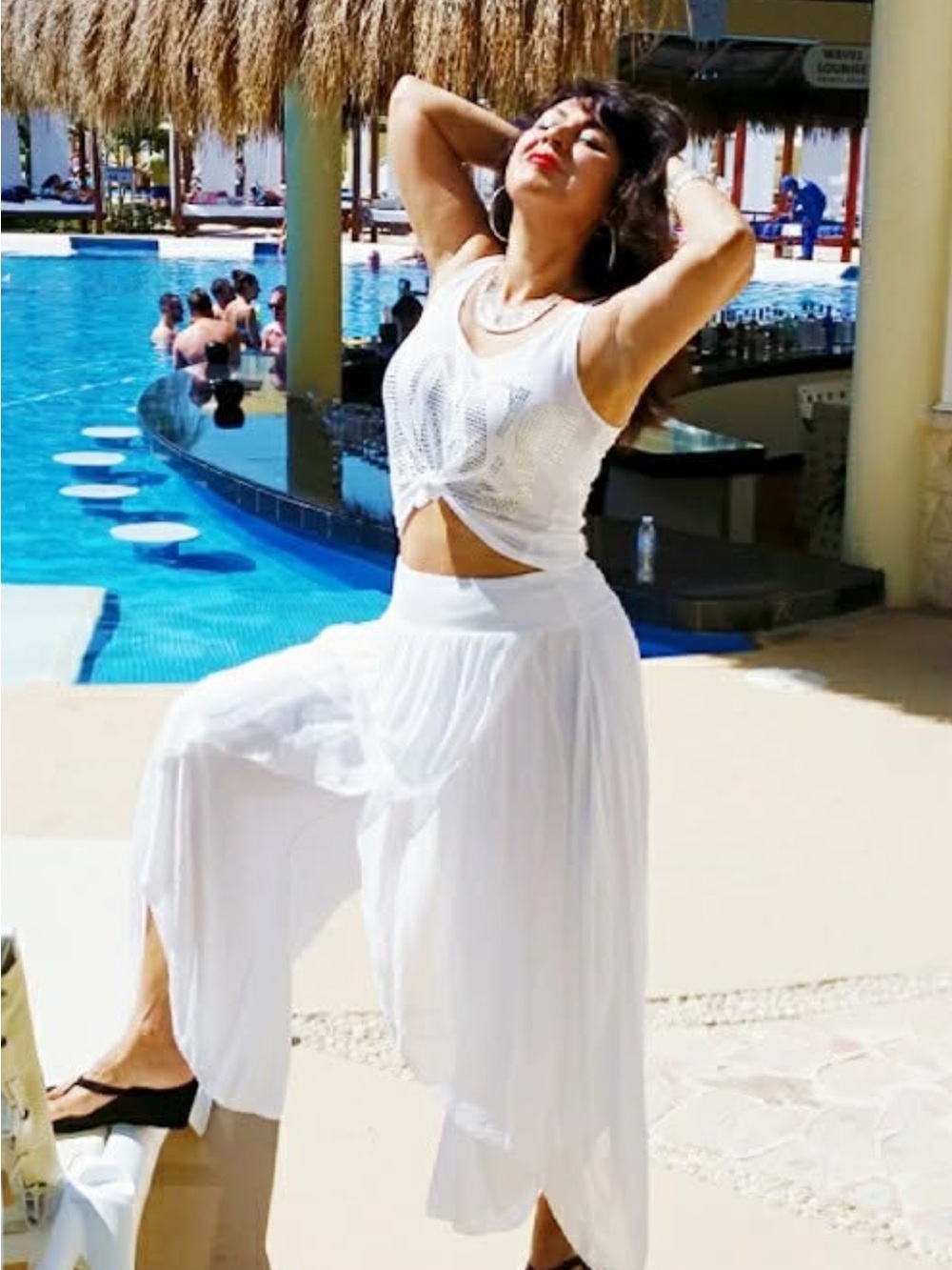 White Flowing Beach wide pants Skirt